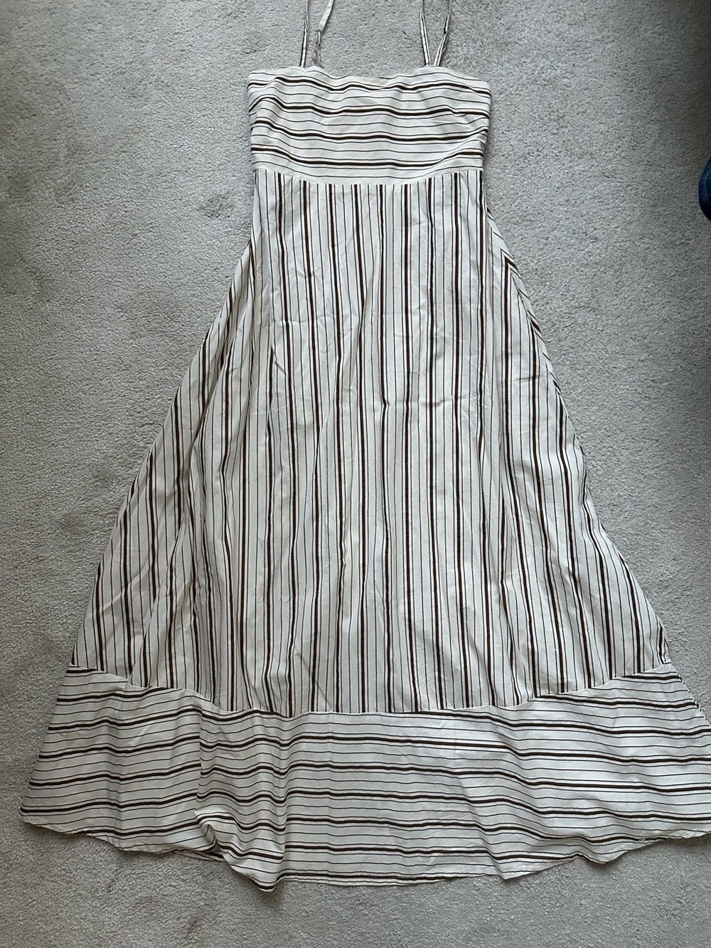 Japna White Maxi Skirt with Black Pinstripes